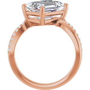 14K Rose Gold 10x8 mm Emerald Ring Mounting – image 3