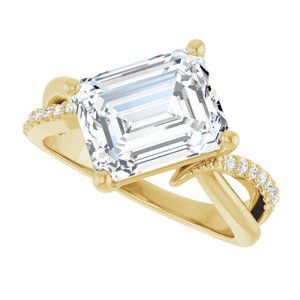 10K Yellow Gold 10x8 mm Emerald Ring Mounting – image 8