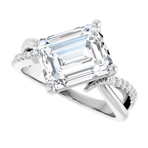 18K White Gold 10x8 mm Emerald Ring Mounting – image 8