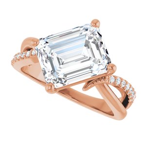 18K Rose Gold 10x8 mm Emerald Ring Mounting – image 8