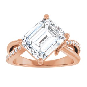 18K Rose Gold 10x8 mm Emerald Ring Mounting – image 5