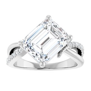 Platinum 10x8 mm Emerald Ring Mounting – image 5