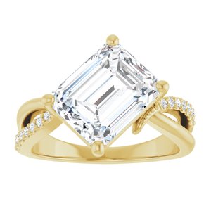 10K Yellow Gold 10x8 mm Emerald Ring Mounting – image 5