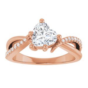 10K Rose Gold 6.5x6.5 mm Heart Ring Mounting – image 5