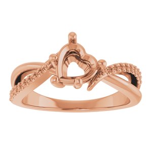 14K Rose Gold 6.5x6.5 mm Heart Ring Mounting – image 6
