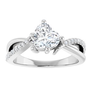 14K X1 White Gold 6.5x6.5 mm Heart Ring Mounting – image 5