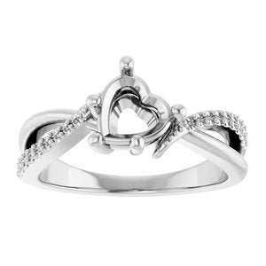 14K X1 White Gold 6.5x6.5 mm Heart Ring Mounting – image 6