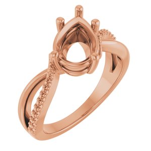 10K Rose Gold 10x7 mm Pear Ring Mounting – image 2