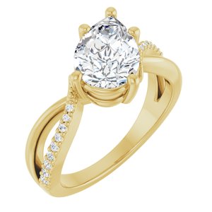 10K Yellow Gold 10x7 mm Pear Ring Mounting