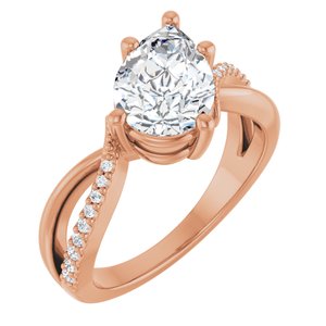 10K Rose Gold 10x7 mm Pear Ring Mounting
