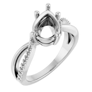 Sterling Silver 10x7 mm Pear Ring Mounting – image 2
