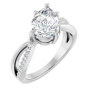 18K White Gold 10x7 mm Pear Ring Mounting