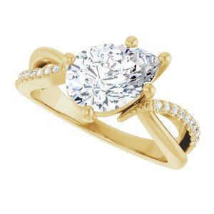 14K Yellow Gold 10x7 mm Pear Ring Mounting – image 8