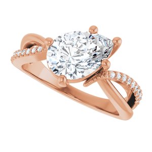 14K Rose Gold 10x7 mm Pear Ring Mounting – image 8