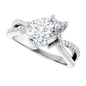 14K X1 White Gold 10x7 mm Pear Ring Mounting – image 8