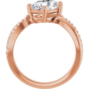 14K Rose Gold 10x7 mm Pear Ring Mounting – image 3