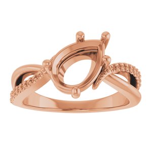 10K Rose Gold 10x7 mm Pear Ring Mounting – image 6