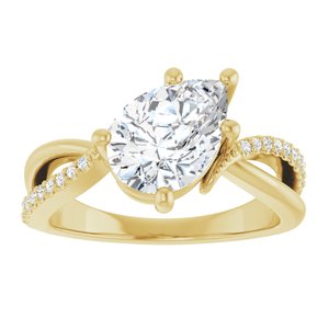 10K Yellow Gold 10x7 mm Pear Ring Mounting – image 5