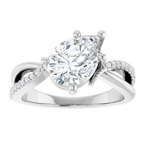 18K White Gold 10x7 mm Pear Ring Mounting – image 5