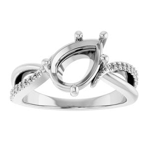 18K White Gold 10x7 mm Pear Ring Mounting – image 6