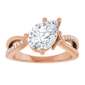 10K Rose Gold 10x7 mm Pear Ring Mounting – image 5