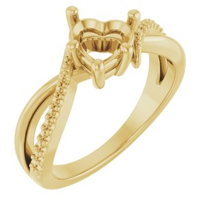 10K Yellow Gold 6.5x6.5 mm Heart Ring Mounting – image 2