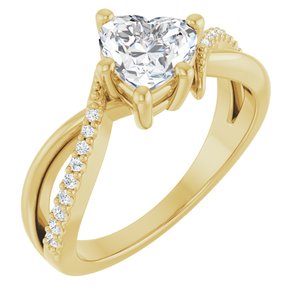 10K Yellow Gold 6.5x6.5 mm Heart Ring Mounting