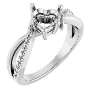 14K X1 White Gold 6.5x6.5 mm Heart Ring Mounting – image 2