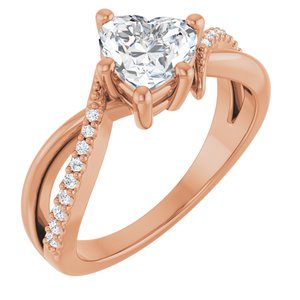 14K Rose Gold 6.5x6.5 mm Heart Ring Mounting
