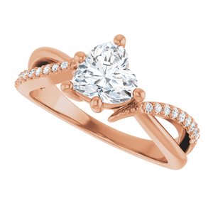 10K Rose Gold 6.5x6.5 mm Heart Ring Mounting – image 8