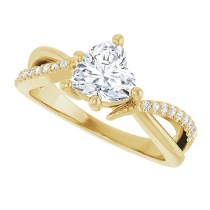 10K Yellow Gold 6.5x6.5 mm Heart Ring Mounting – image 8