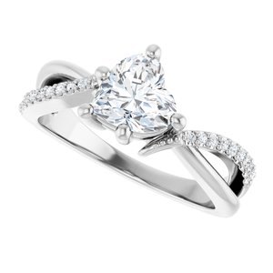 14K X1 White Gold 6.5x6.5 mm Heart Ring Mounting – image 8