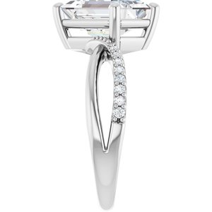 10K White Gold 10x7 mm Emerald Ring Mounting – image 7