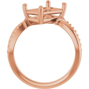 10K Rose Gold 10x7 mm Emerald Ring Mounting – image 4