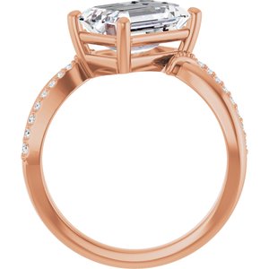 18K Rose Gold 10x7 mm Emerald Ring Mounting – image 3