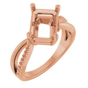 10K Rose Gold 10x7 mm Emerald Ring Mounting – image 2