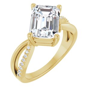 10K Yellow Gold 10x7 mm Emerald Ring Mounting