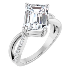 Continuum Sterling Silver 10x7 mm Emerald Ring Mounting