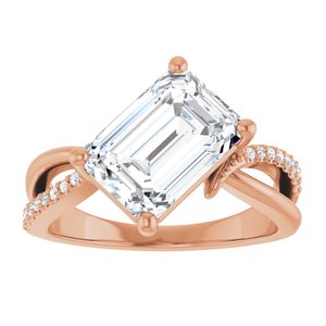 10K Rose Gold 10x7 mm Emerald Ring Mounting – image 5