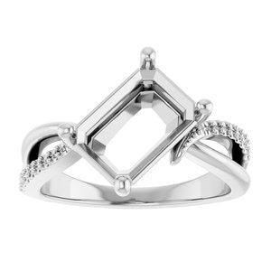 14K X1 White Gold 10x7 mm Emerald Ring Mounting – image 6