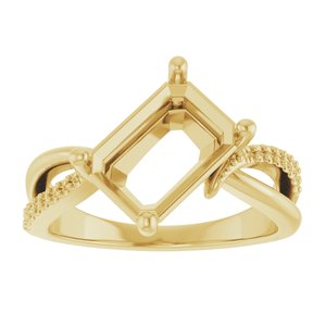 10K Yellow Gold 10x7 mm Emerald Ring Mounting – image 6