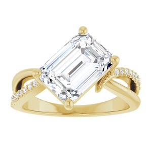 10K Yellow Gold 10x7 mm Emerald Ring Mounting – image 5