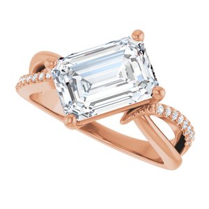 10K Rose Gold 10x7 mm Emerald Ring Mounting – image 8