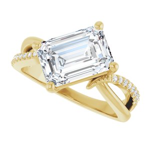 10K Yellow Gold 10x7 mm Emerald Ring Mounting – image 8