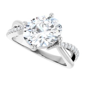 10K White Gold 10x8 mm Oval Ring Mounting – image 8