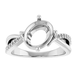 10K White Gold 10x8 mm Oval Ring Mounting – image 6