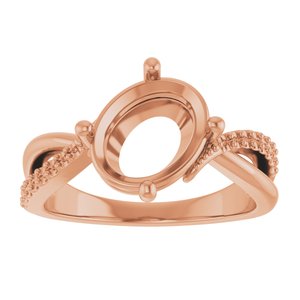 18K Rose Gold 10x8 mm Oval Ring Mounting – image 6