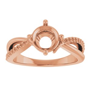 14K Rose Gold 7 mm Round Ring Mounting – image 6