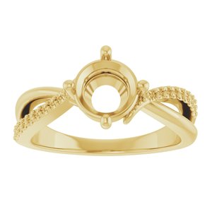 14K Yellow Gold 7 mm Round Ring Mounting – image 6