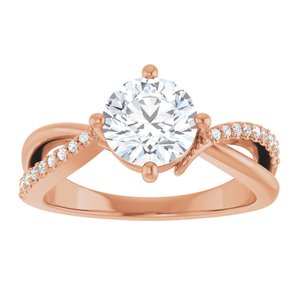 14K Rose Gold 7 mm Round Ring Mounting – image 5